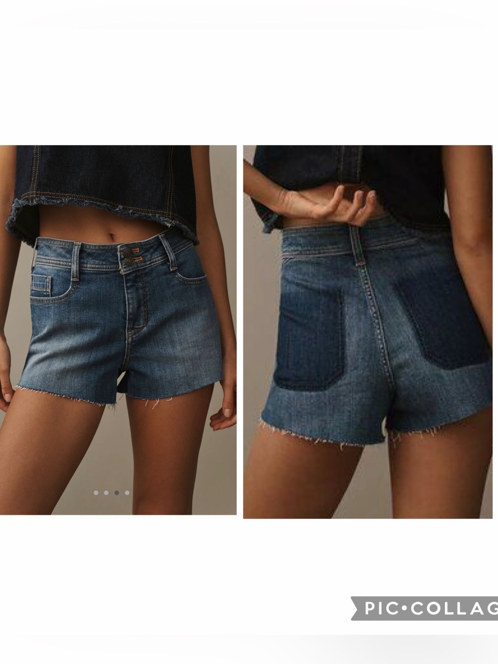 31 Anthropologie pilcro mid rise micro cut off denim jean shorts Dark Blue